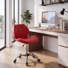 (Red) Geo Ergonomic Faux Leather Office Chair UKFR