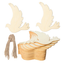 Étiquettes en bois en forme de colombe de paix à suspendre, découpes en bois, étiquettes cadeaux en bois