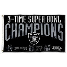 Las Vegas Raiders 3X and 3 Time Super Bowl Champions Flag Outdoor Indoor 3x5 Foot Banner