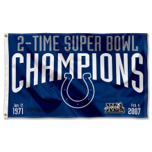 Indianapolis Colts 2X and 2 Time Super Bowl Champions Flag Outdoor Indoor 3x5 Foot Banner