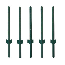 Metallzaunpfosten U-Post Grün 3 Fuß, 5er-Pack, für Garten Drahtzaun U-Profil Stahl Gartenpfosten