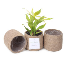 Eco Living Jute Plant Mandje - Geweven Jute Touw voor Binnen/Buiten Planten - Set van 3