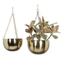 Deco 79 Metall Inomhus Utomhus Väggplantering Hängande Dome Planter Set om 2 5", 6"H, Guld