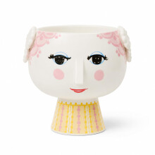 Bjrn Wiinblad Eva Flowerpot on Base | Glazed Porcelain | 6.1 Inch Diameter | Rose