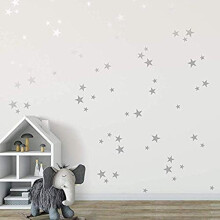 155 Teile Silberne Stern Wandaufkleber - Selbstklebende Sticker für Kinderzimmer und Schlafzimmer