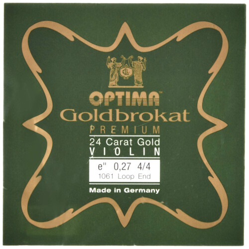 Optima Gold Bro Cut Violin Strings 4/4 E 0.27 mm Loop Premium 24K Gold Plated