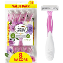 BIC Soleil 3 Escape Scented Women's Disposable Razors, 3 Blades, Comfortable Shave, Rose and Magnolia Scented Handle Shaving Razors for Women, 8 Count