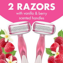 BIC Soleil 5 Escape Women's Disposable 5 Blade Razors, Vanilla and Berry Scented Handles, Comfort Shield, 2-Pack