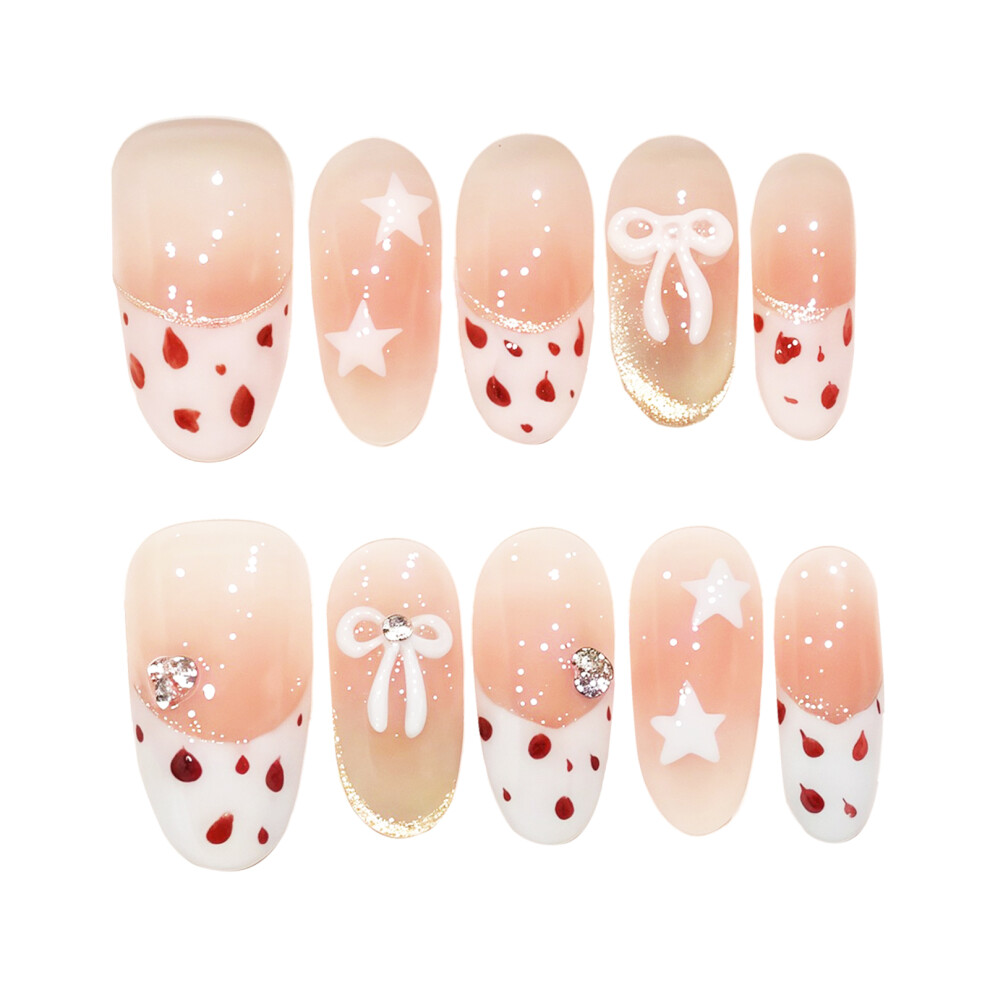 Bright-Home (Xs) French Pink Fake Nails With Cat Eyes Tip Easy Effortless Application To Nails For Fingernail Diy Decoration