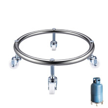 Edelstahl-Gasflaschenablage mit Rad, mobile-Silber