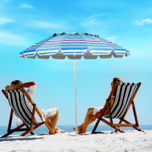 243cm Strand-Sonnenschirm Outdoor-Sonnenschirm Strandschirm Alu neigbar Terrassenschirm -Hellblau