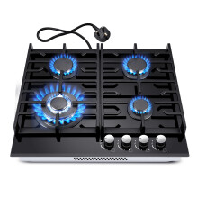 TopStrong 4 Burner Gas Hob 60cm Kitchen Built in Cooktop Tempered Glass NG/LPG