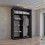 MN Furniture Sliding Doors Mirrored Wardrobes Shelves Black 120cm 2