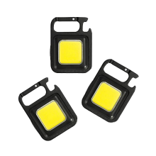 Wiederaufladbare LED-COB-Taschenlampe mit Schlüsselanhänger, drei Helligkeitsstufen und Flaschenöffner