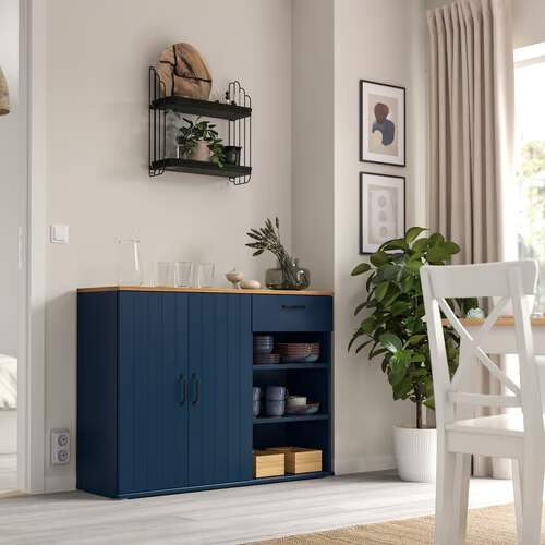 IKEA SKRUVBY Sideboard black-blue 120x38x90 cm