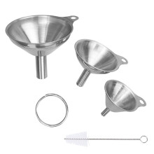 Vielseitig einsetzbares Trichterset, kleines Trichterset für den vielseitigen Küchengebrauch, Edelstahl mit ergonomischem Griff für schnelles