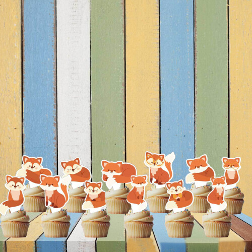 Διακοσμητικά για Cupcakes με θέμα το Fox, Επαγγελματική εκτύπωση για Cupcakes με θέμα το 1