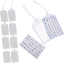 10 stuks PVC-bagagelabelhouders met handige ophanglus, stevige PVC-bagagelabelhouder voor tas