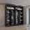MN Furniture Sliding Doors Mirrored Wardrobes Shelves Black 203cm 3