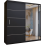 MN Furniture Sliding Doors Mirrored Wardrobes Shelves Black 203cm 2