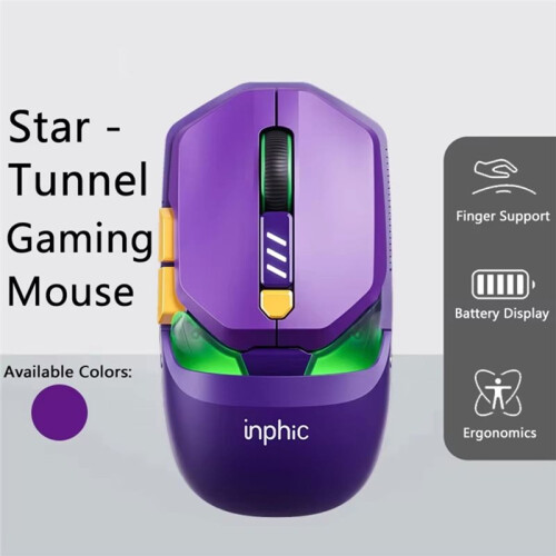 Inphic Mouse da Gioco Wireless e-Sports 12800 DPI con Tripla Modalità di Connessione e Alta Precisione per Computer e Laptop 2