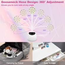 Lampe à Ongles LED, Lampe de Polymérisation Flash, Bras Flexibles Rechargeables par USB avec 3 Minuteries et Utilisation Professionnelle à Domicile