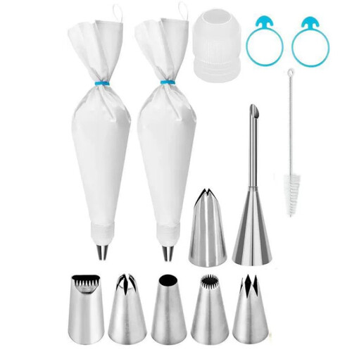 Eco-Friendly Cotton Piping Bags and Tips Set for Cake Decorating, Includes Multiple Sizes and Accessories
