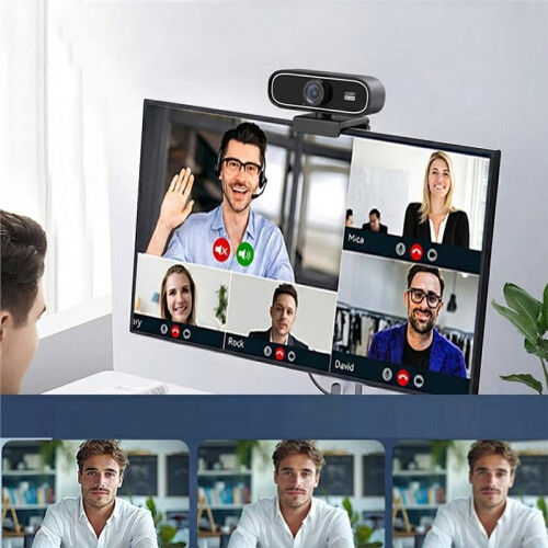 Webcam USB 1080p 30fps com Lente  Angular de 120, Foco Manual, Conecte e Use e Microfone com Redução de Ruído. 1