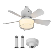Ventilatore da Soffitto con Luce e Telecomando, 24W 2000 Lumen, Lampadina E27, 4 Velocità, Avvitabile, Ideale per Camera da Letto.