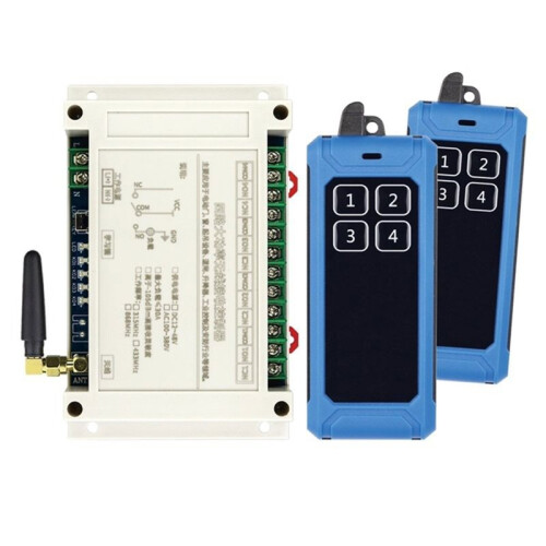 AC100V-400V 4CH Wireless Remote Control 30A Garage Doors  Transmitter LED Light  Relay+2X433Mhz Receiver