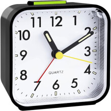 Small Analog Travel Alarm Clock, Battery Operated Desk Table Shelf Clock for Kids, Quieter Bedside Alarm Clocks