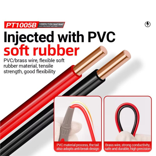 3PCS PT1005B Multimeter Probe Test Lead 1000V 10A Universal Needle Tip Multifunctional Electrical Tester 2