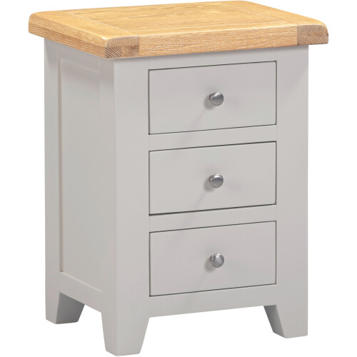 Seconique Windsor 3 Drawer Bedside - Pebble Grey/Oak 1
