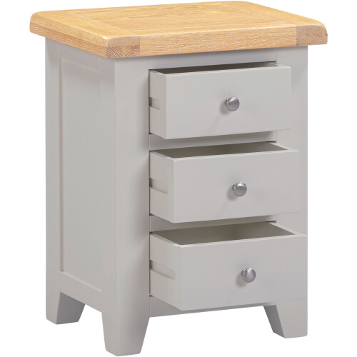 Seconique Windsor 3 Drawer Bedside - Pebble Grey/Oak 2