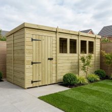 15 x 5 Pent Shed Tanalised (Single Door, With Windows)