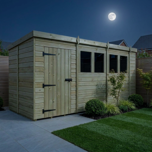 15 x 5 Pent Shed Tanalised (Single Door, With Windows) 2