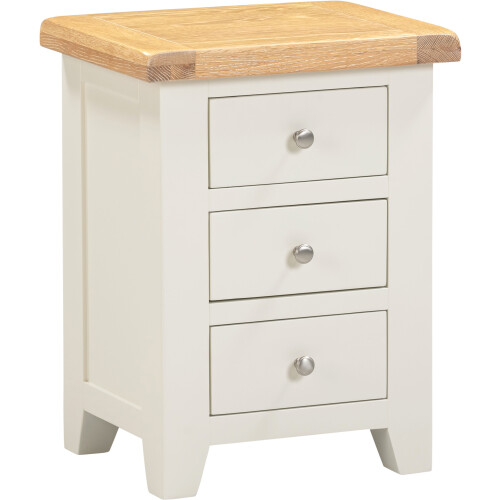 Seconique Windsor 3 Drawer Bedside - Ivory/Oak 1