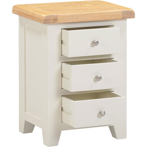 Seconique Windsor 3 Drawer Bedside - Ivory/Oak 2