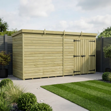 16 x 4 Pent Shed Tanalised (Double Door, No Windows)