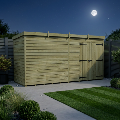 16 x 4 Pent Shed Tanalised (Double Door, No Windows) 2
