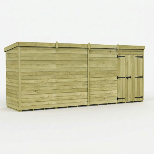 16 x 4 Pent Shed Tanalised (Double Door, No Windows) 1
