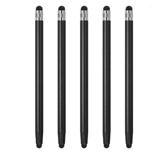 5 Penne Stilo Capacitive Universali per Schermi Touch Screen, con Doppia Punta In Gomma, per Cellulari e Tablet.