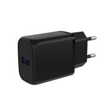 Ładowarka sieciowa USB-A QC 3.0, 18W, 3A - Czarna