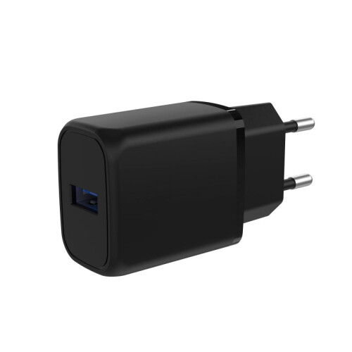 Nástěnná nabíječka USB-A QC 3.0, 18W, 3A - Černá