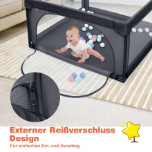 Babybox 120x120 cm met 50 ballen, ademend gaas