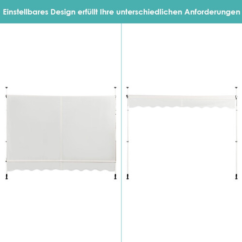 Uitschuifbaar zonnescherm, verstelbaar 250x120 cm, beige 2