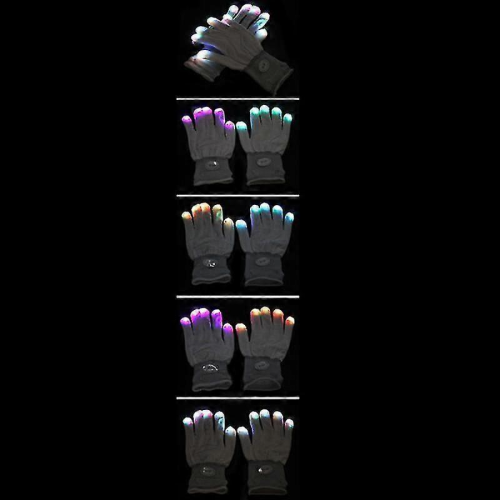 Blinkende Handsker Glow 7 Mode LED Rave Light Fingerbelysning Mitt Sort - Suzuka 2