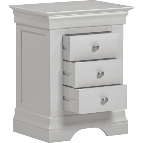 Seconique Bordeaux 3 Drawer Bedside - Pebble Grey 2