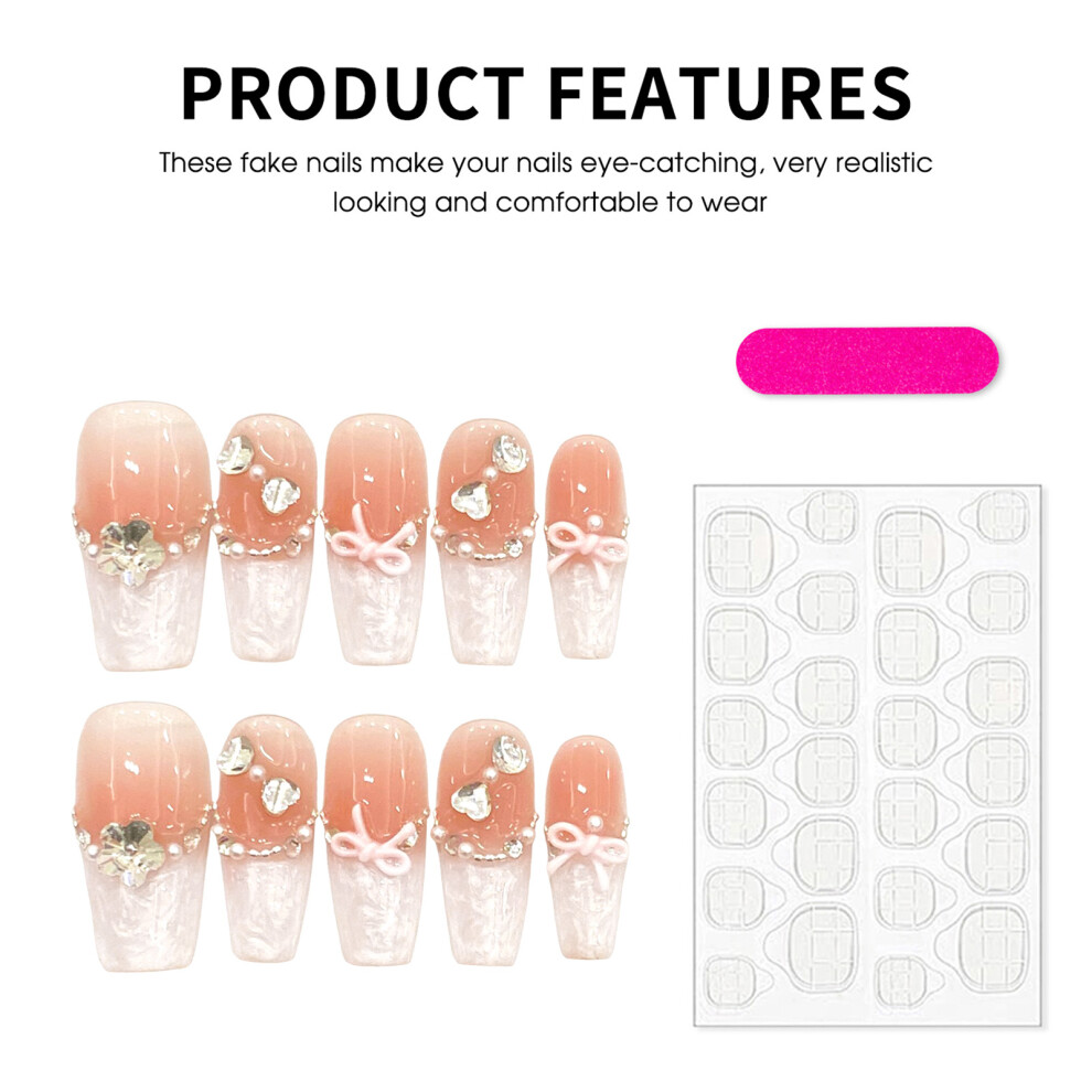 Penghui-Toys (2176) Eco-Friendly French Tip False Nails - Pink