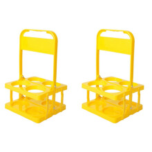 2X 4 Holes Foldable Plastic Beverage Carrier,Reusable Drink Holder with Handle Portable Drink Holder Yellow